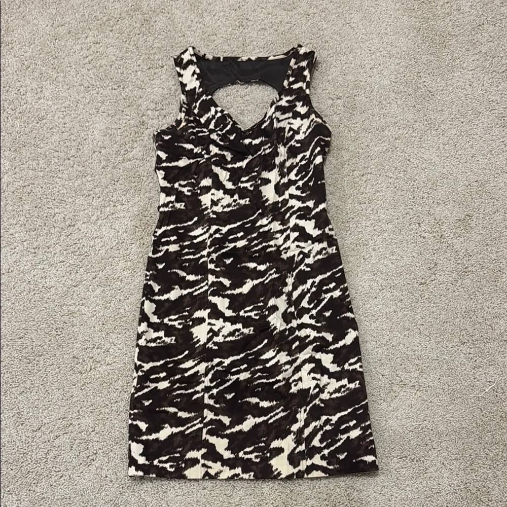 Michael Kors Brown and White Patterned Dress Size 2